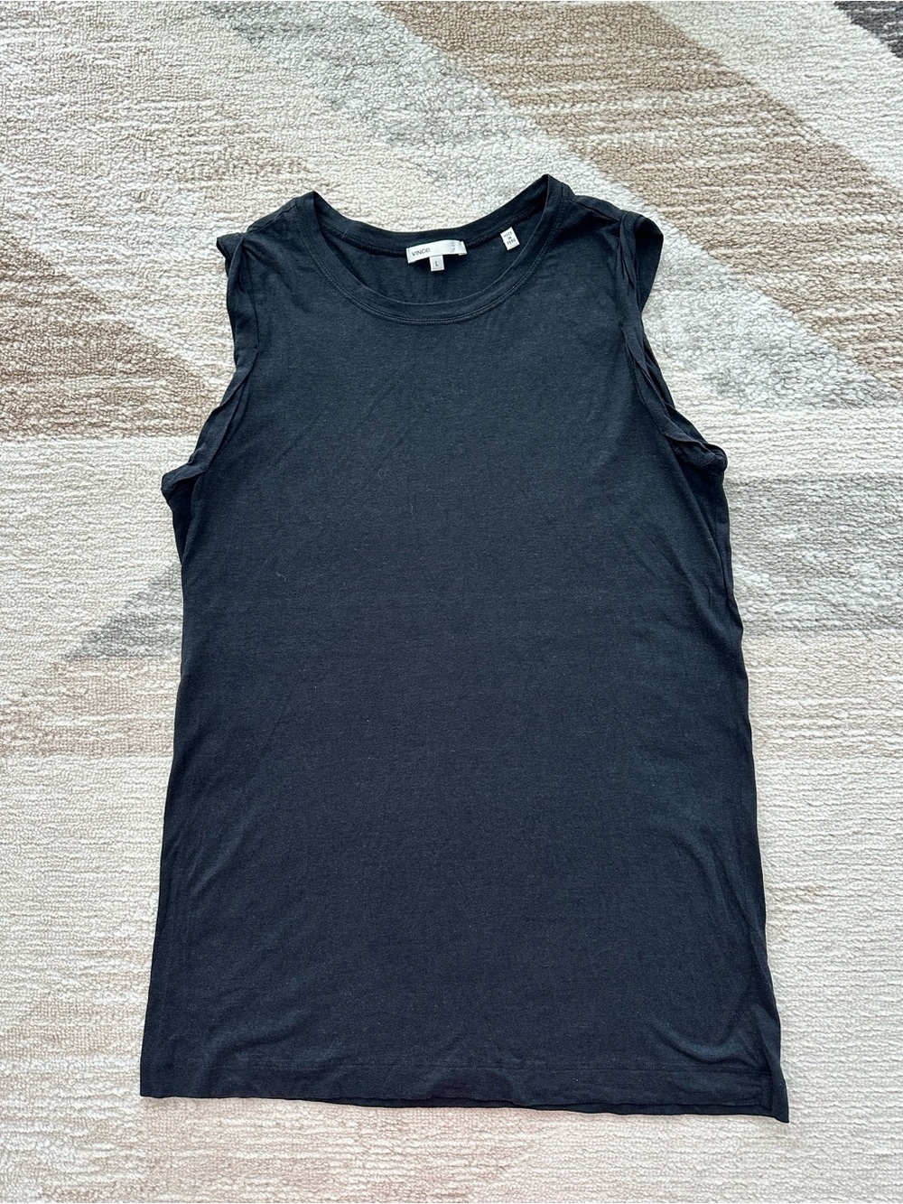 Vince Black Cotton and Modal Sleeveless Crewneck Tank Size L